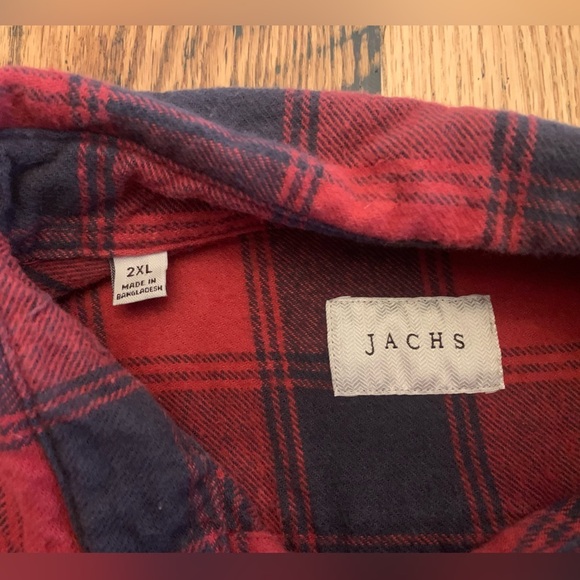 Jachs flannel button down shirt, red and black plaid shirt - Picture 9 of 10